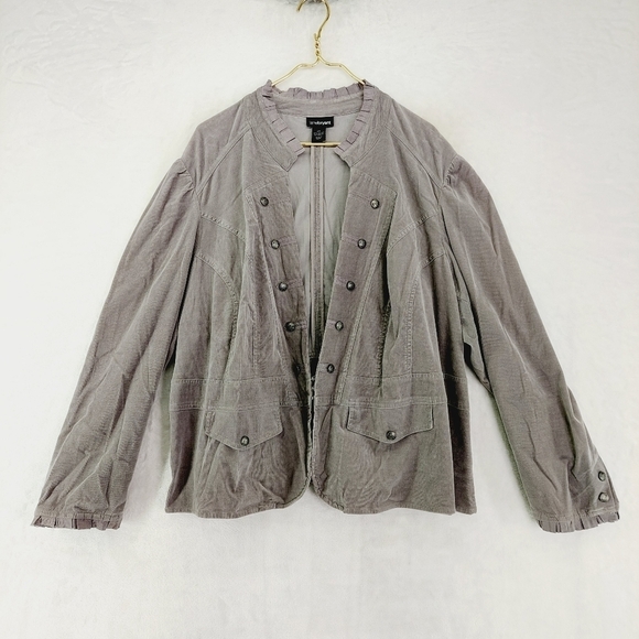 Lane Bryant Women's Gray Buttons Tops Blouse Jackets 6482 - Picture 1 of 8